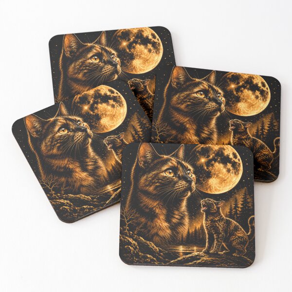 Item preview, Tortoiseshell Cat Howling at Moon 90's Retro designed and sold by will freed18.