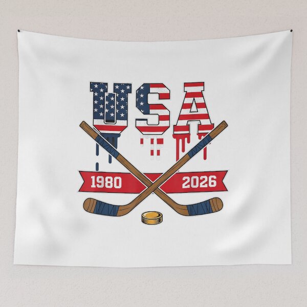Item preview, USA Hockey 1980 2026 Vintage American Flag Design designed and sold by WoodrowCaldwell.
