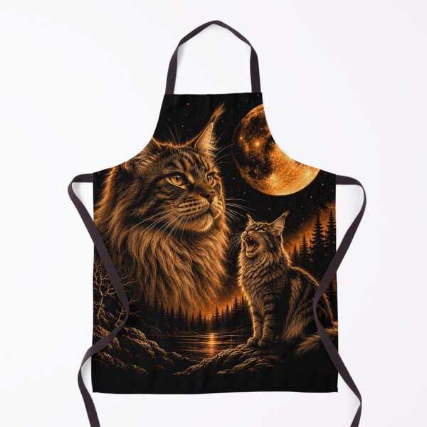 Item preview, Maine Coon Cat Howling at Moon 90's Retro designed and sold by will freed18.