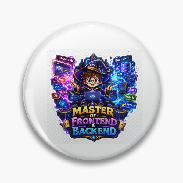 Item preview, Master of Frontend & Backend Sticker | Full Stack Developer Wizard | Funny Coding Sticker designed and sold by MinimalMood Studio.