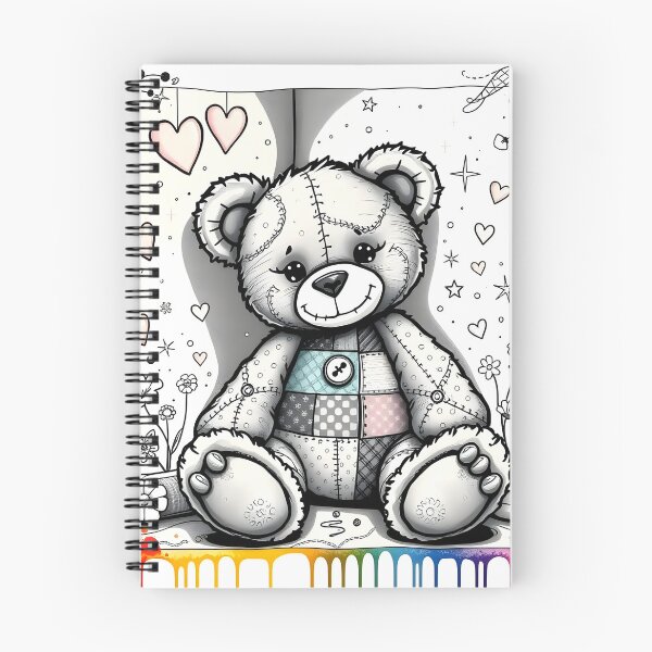 Item preview, Sketch Style Patchwork Teddy Bear with Rainbow and Hearts designed and sold by Dragonfly-Magic.