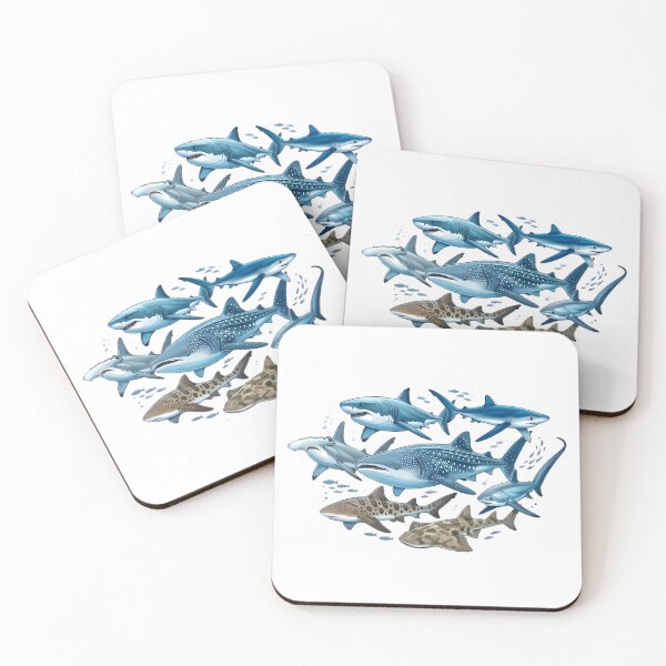Item preview, An Illustration of Various Blue and Spotted Sharks designed and sold by Linework Studio.