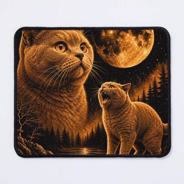 Item preview, British Shorthair Cat Howling at Moon 90's Retro designed and sold by will freed18.