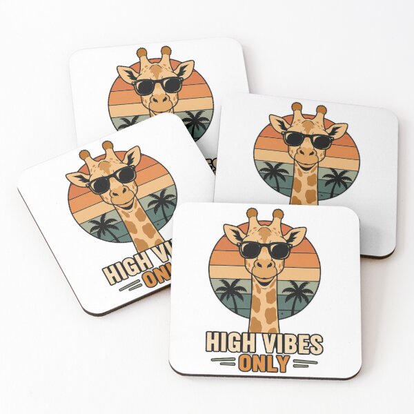 Item preview, High Vibes Only Funny Giraffe Shirt Cool Giraffe Retro Sunset Tee designed and sold by PINK FREE.