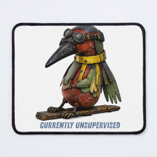 Item preview, Currently Unsupervised Bird | Funny Recycled Metal Bird Art designed and sold by lazydogonline.