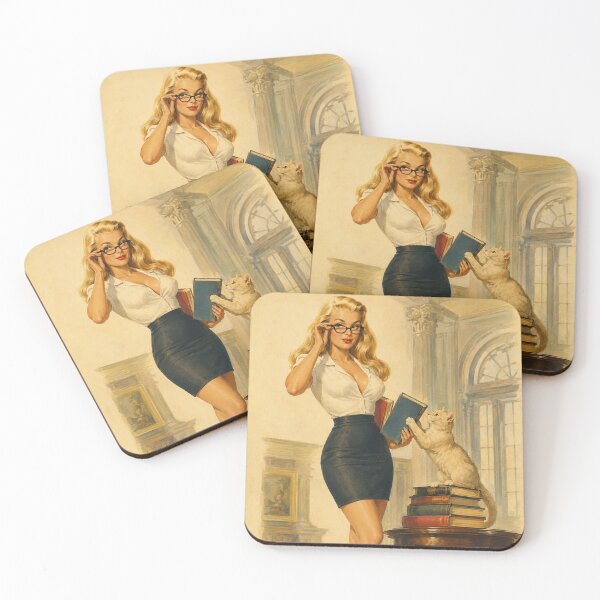 Item preview, Book Lover Pinup – Vintage Librarian and Cat designed and sold by Cosplayvintage.