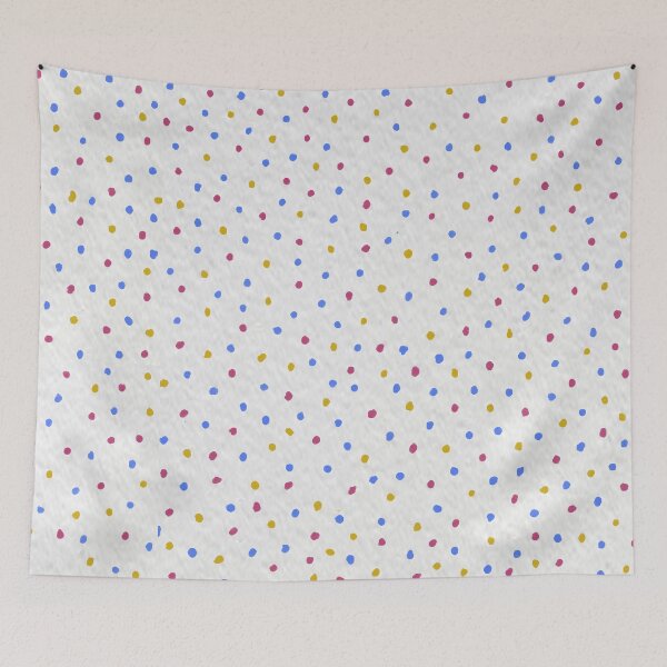 Item preview, Pink, Yellow, and Blue Organic Drawn Polka Dots on a White Paper Background, Large Sized Repeating Pattern designed and sold by Nicolette Olivier.