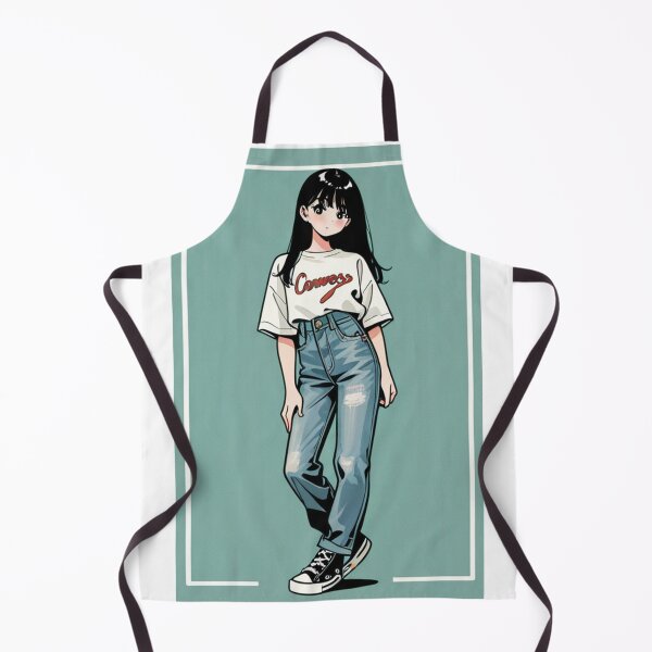 Item preview, Fashion - Woman portrait white tee distressed jeans designed and sold by AnimeShin.