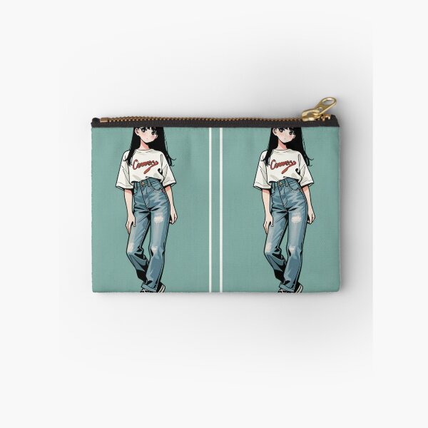 Item preview, Fashion - Woman portrait white tee distressed jeans designed and sold by AnimeShin.