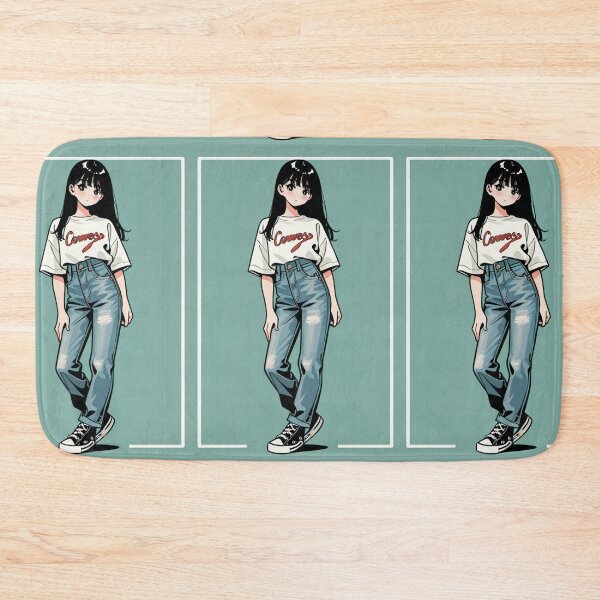 Item preview, Fashion - Woman portrait white tee distressed jeans designed and sold by AnimeShin.