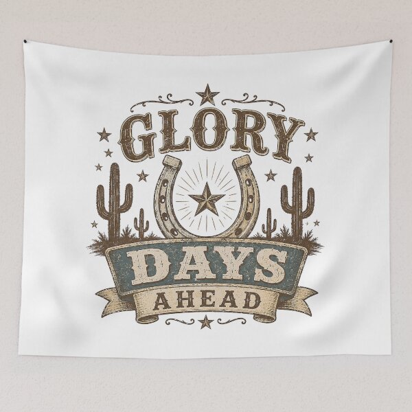 Item preview, Glory Days Ahead Western Cowboy Horseshoe Retro Country Design designed and sold by SoulThread Studio.