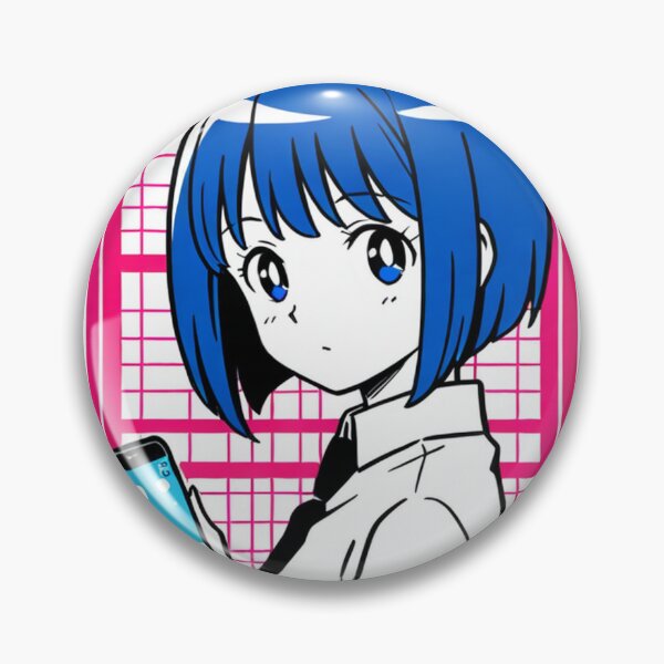 Item preview, Geometric Style - Young woman with blue hair and blue mobile designed and sold by AnimeShin.