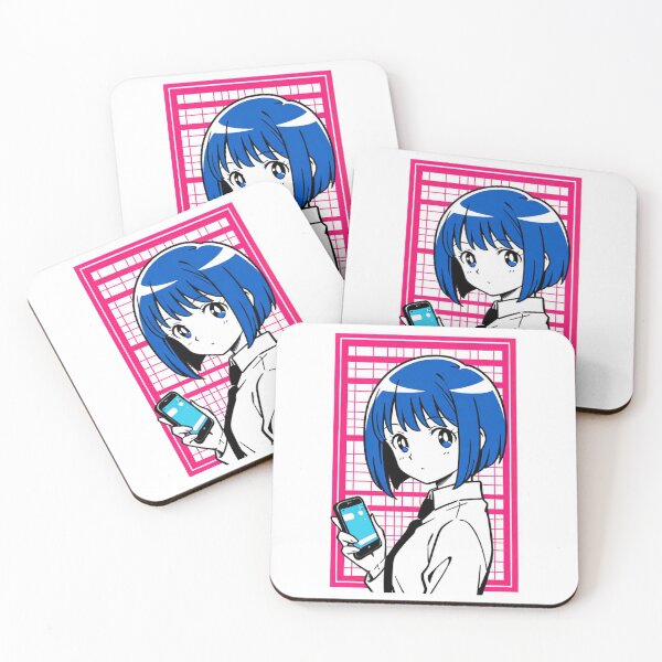 Item preview, Geometric Style - Young woman with blue hair and blue mobile designed and sold by AnimeShin.