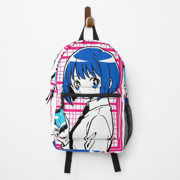 Item preview, Geometric Style - Young woman with blue hair and blue mobile designed and sold by AnimeShin.