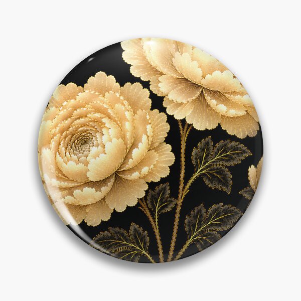 Item preview, Winter Champagne Gold Peony Pair – Korean Floral Folk Art designed and sold by K-Tradition.