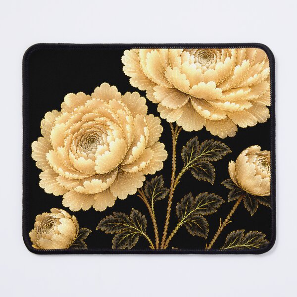 Item preview, Winter Champagne Gold Peony Pair – Korean Floral Folk Art designed and sold by K-Tradition.