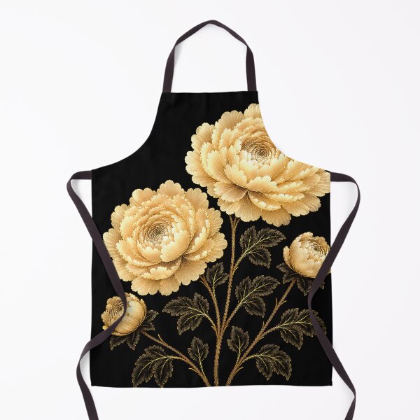 Item preview, Winter Champagne Gold Peony Pair – Korean Floral Folk Art designed and sold by K-Tradition.
