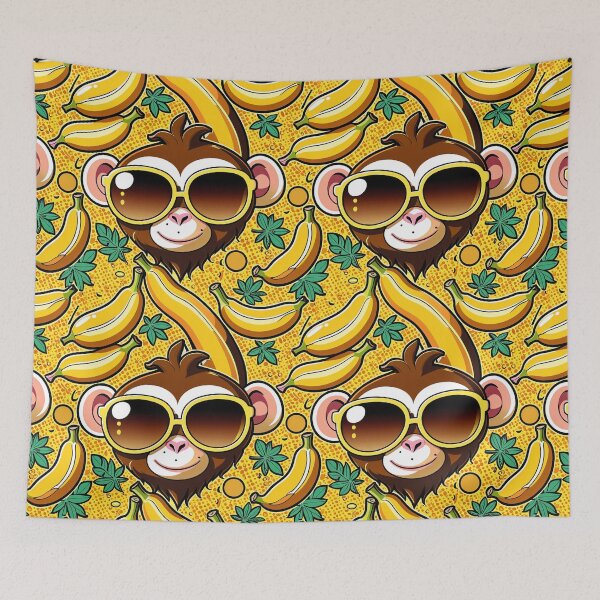 Item preview, Tropical Chibi Monkey Pattern Art designed and sold by krazzyremo.