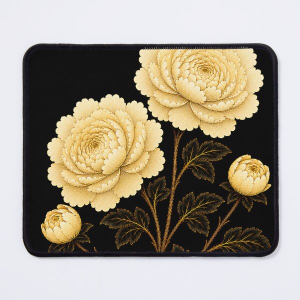 Item preview, Spring Soft Gold Peony Pair – Korean Floral Folk Art designed and sold by K-Tradition.