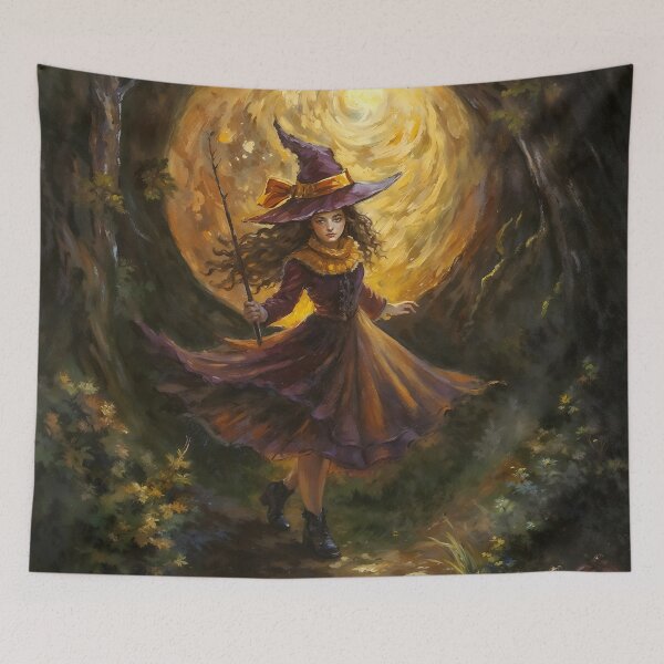 Item preview, Young Witch Full Moon Halloween Autumn Art designed and sold by DarkHolyQueen.