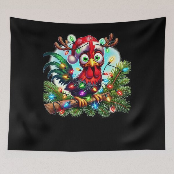 Item preview, Funny Christmas Rooster Tangled Holiday Lights designed and sold by SiarheiYur.