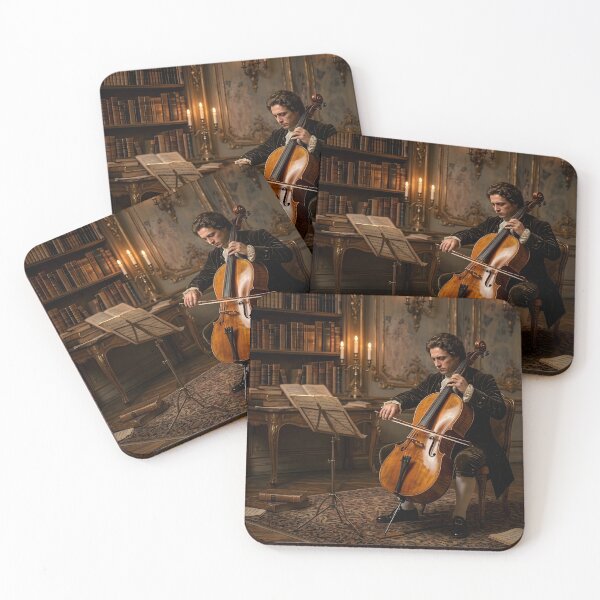 Item preview, The Cellist's Solitude - 18th Century Baroque Studio Oil Painting designed and sold by DoReMiStudio.