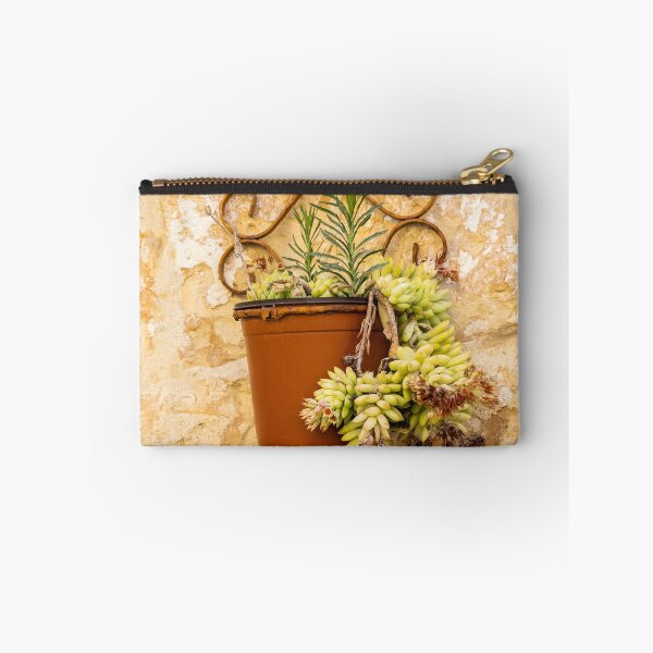 Item preview, Rustic Terracotta Pot With Succulent Hanging On Textured Stone Wall In Mediterranean Setting designed and sold by Nmallia.