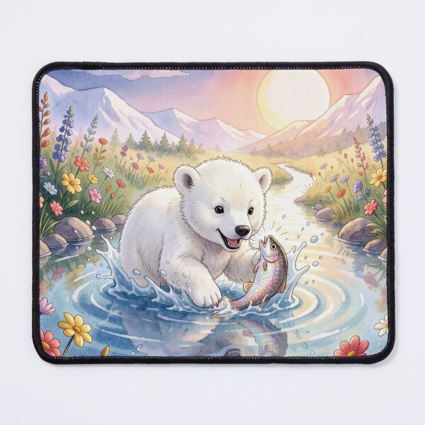 Item preview, Polar Bear Cub Playing with a Fish designed and sold by Maria Dryfhout.