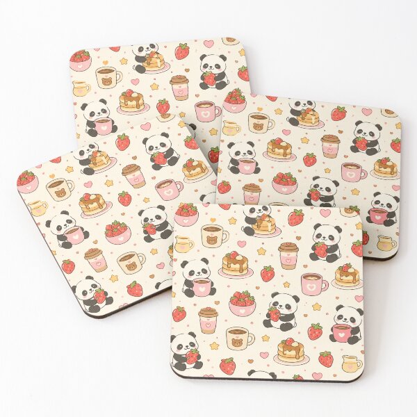 Item preview, Cozy Panda Breakfast Coffee Pattern designed and sold by Soft Berry Studio.