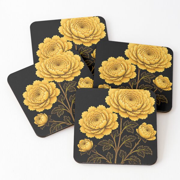 Item preview, Summer Radiant Gold Peony Pair – Korean Floral Folk Art designed and sold by K-Tradition.