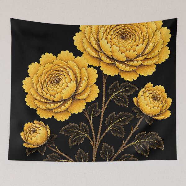 Item preview, Summer Radiant Gold Peony Pair – Korean Floral Folk Art designed and sold by K-Tradition.
