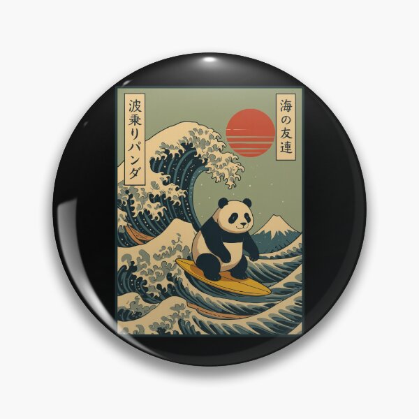 Item preview, Cute Panda Surfing Great Wave Japanese Retro designed and sold by charoen-design.