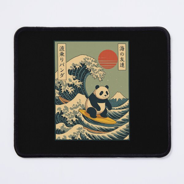 Item preview, Cute Panda Surfing Great Wave Japanese Retro designed and sold by charoen-design.