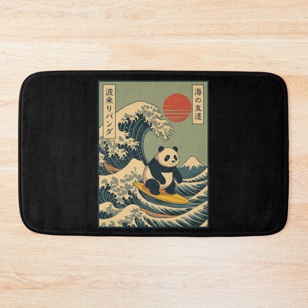 Item preview, Cute Panda Surfing Great Wave Japanese Retro designed and sold by charoen-design.