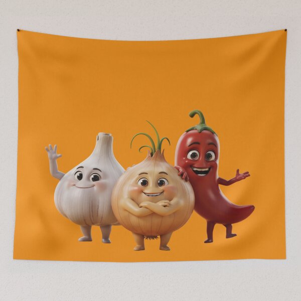 Item preview, Cute 3D cartoon garlic, onion and chili characters with big eyes, smiling face designed and sold by 123ks.