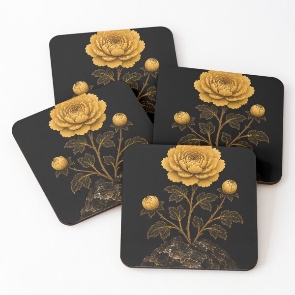 Item preview, Peony Bloom on a Dark Scholar’s Rock – Korean Minhwa Floral Art designed and sold by K-Tradition.
