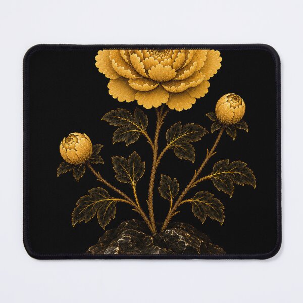 Item preview, Peony Bloom on a Dark Scholar’s Rock – Korean Minhwa Floral Art designed and sold by K-Tradition.