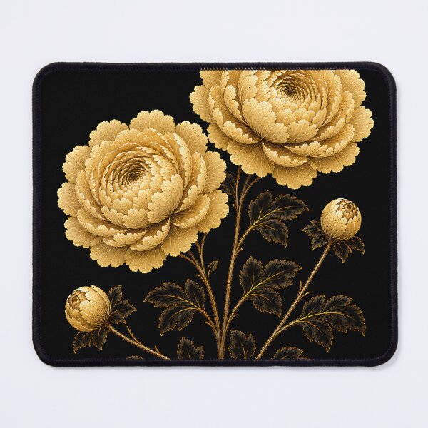 Item preview, Twin Peonies on a Dark Scholar’s Rock – Korean Minhwa Floral Art designed and sold by K-Tradition.