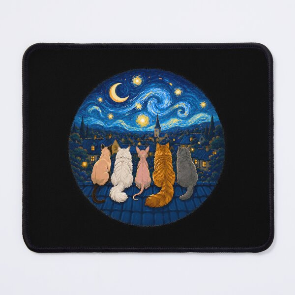 Item preview, Cat Starry Night Cats Rooftop Scene Feline designed and sold by Randomera.