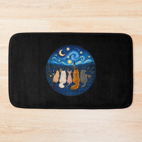 Item preview, Cat Starry Night Cats Rooftop Scene Feline designed and sold by Randomera.