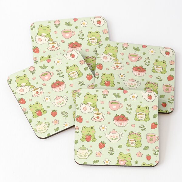 Item preview, Cute Strawberry Frog Garden Pattern designed and sold by Soft Berry Studio.