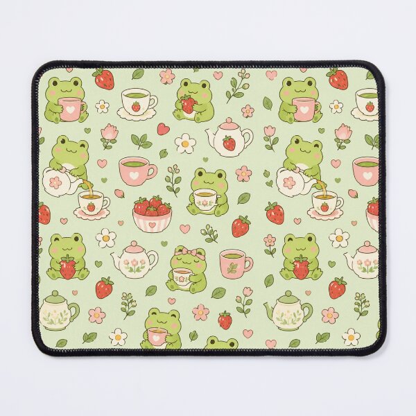 Item preview, Cute Strawberry Frog Garden Pattern designed and sold by Soft Berry Studio.
