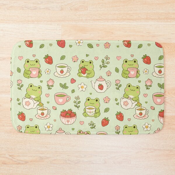 Item preview, Cute Strawberry Frog Garden Pattern designed and sold by Soft Berry Studio.