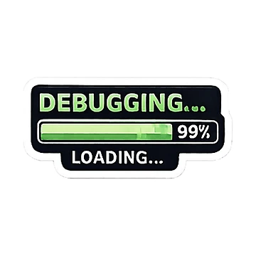 Artwork thumbnail, Debugging Loading 99 Percent Programmer Sticker by FancyPlus