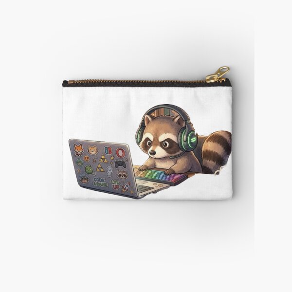 Item preview, Cute Gamer Raccoon Coding Laptop designed and sold by Pure Art .