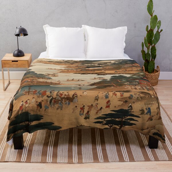 Item preview, Traditional Japanese Illustration - Japanese Village on a Riverbank designed and sold by DaisukiTokyo.