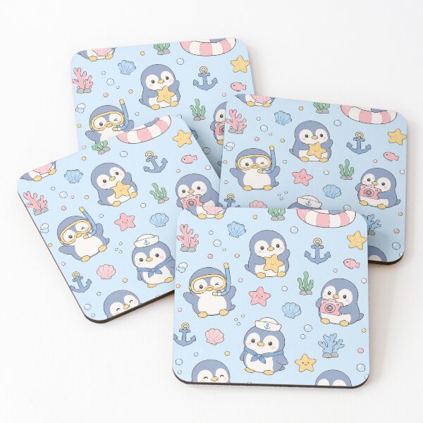 Item preview, Cute Ocean Penguin Adventure Pattern designed and sold by Soft Berry Studio.