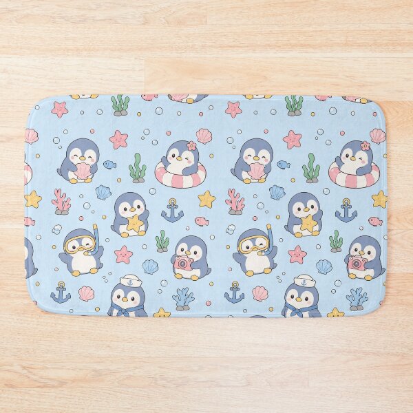 Item preview, Cute Ocean Penguin Adventure Pattern designed and sold by Soft Berry Studio.
