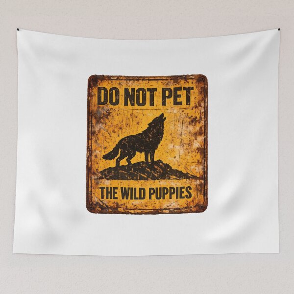 Item preview, Funny Wolf Warning Sign Do Not Pet Wild Puppies Sticker designed and sold by MIROUZ2000.