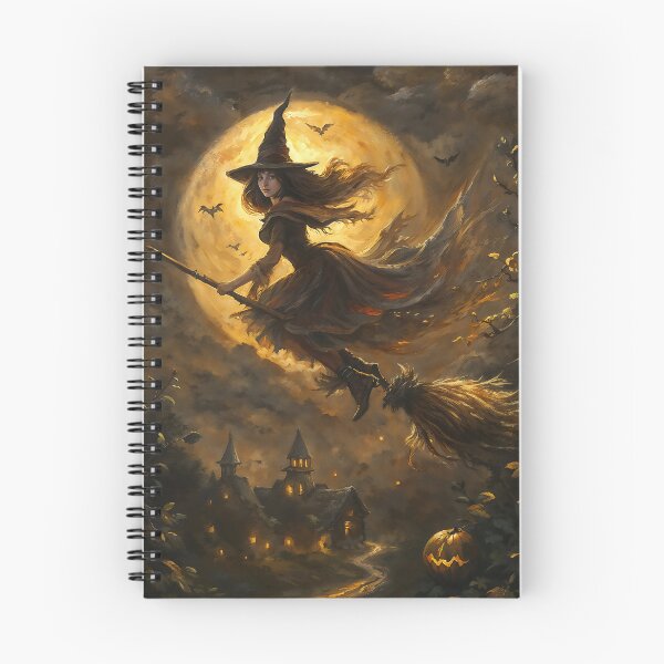 Item preview, Witch On Broom Flying Full Moon Halloween Art designed and sold by DarkHolyQueen.